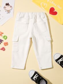 SHEIN Explorewe Quần Jeans Denim Thường Ngày Có Túi Bên Hông Cho Bé Trai - trắng - Xem 2