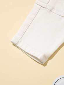 SHEIN Explorewe Quần Jeans Denim Thường Ngày Có Túi Bên Hông Cho Bé Trai - trắng - Xem 3