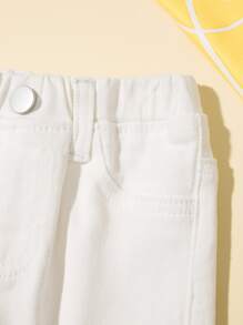 SHEIN Explorewe Quần Jeans Denim Thường Ngày Có Túi Bên Hông Cho Bé Trai - trắng - Xem 5