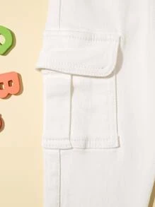 SHEIN Explorewe Quần Jeans Denim Thường Ngày Có Túi Bên Hông Cho Bé Trai - trắng - Xem 6