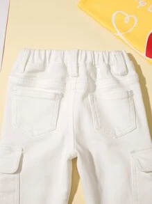 SHEIN Explorewe Quần Jeans Denim Thường Ngày Có Túi Bên Hông Cho Bé Trai - trắng - Xem 7