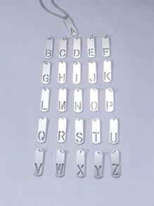 1 Thép Không Gỉ Thời Trang Chữ Chi Tiết Hình Học Mặt Dây Chuyền Vòng Cổ Nam Cho Trang Trí Hàng Ngày - Bạc - Xem 2