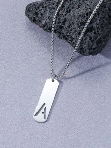 1 Thép Không Gỉ Thời Trang Chữ Chi Tiết Hình Học Mặt Dây Chuyền Vòng Cổ Nam Cho Trang Trí Hàng Ngày - Bạc - Xem 5