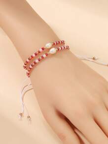 12 cái/bộ Vòng tay trang trí ngọc trai giả thời trang cho phụ nữ để trang trí hàng ngày - Nhiều màu - Xem 2