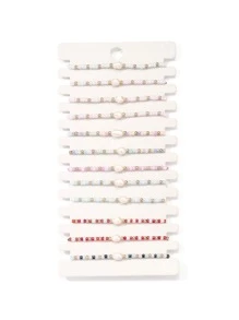 12 cái/bộ Vòng tay trang trí ngọc trai giả thời trang cho phụ nữ để trang trí hàng ngày - Nhiều màu - Xem 3