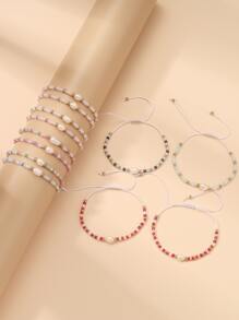 12 cái/bộ Vòng tay trang trí ngọc trai giả thời trang cho phụ nữ để trang trí hàng ngày - Nhiều màu - Xem 5