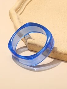 1pc Fashion Polyresin Geometric Design Transparent Bangle For Women For Daily Decoration - Blue - View 1