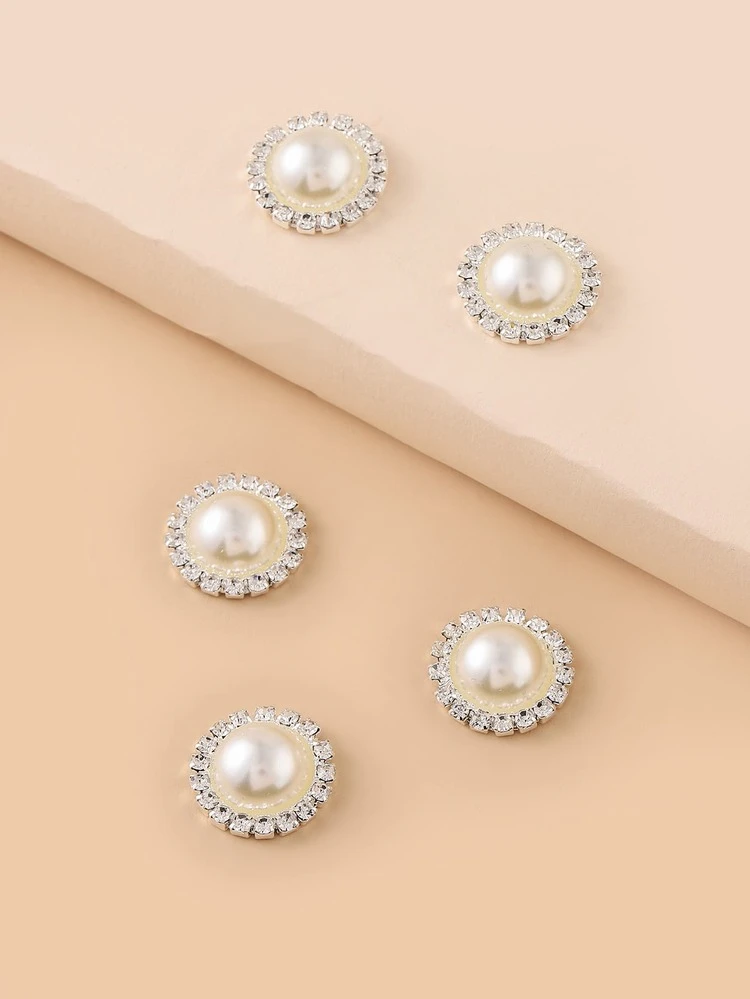 5pcs Women Rhinestone & Faux Pearl Decor Fashionable DIY Hair Accessory For Hair Decoration