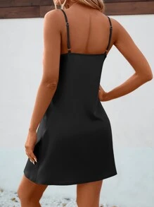 SHEIN Clasi 素色前紐扣襯衫和吊帶連衣裙 - 黑色 - 查看 4
