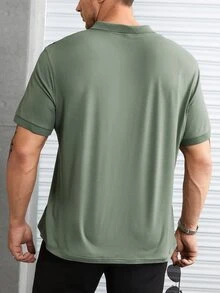 Manfinity Men Plus Two Tone Polo Shirt - Army Green - View 2