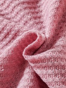 SHEIN Girls Square Neck Puff Sleeve Bandana Hem Tee - Dusty Pink - View 3