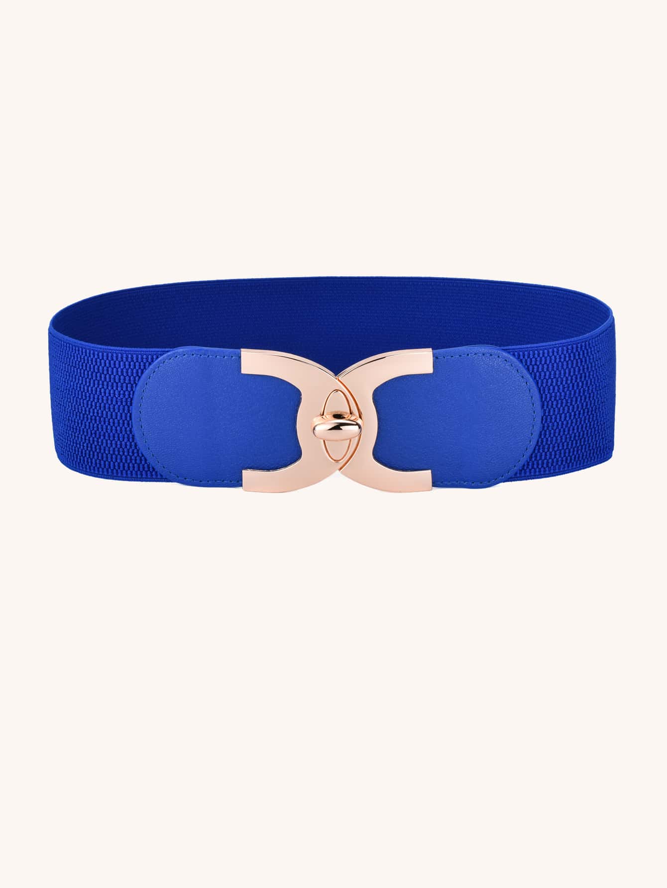 1 件女士糖果色纯色对称扣弹力时尚腰带连衣裙腰带适合牛仔裤夏季、学校秋季、秋季、万圣节 - 寶藍色 - 查看 1