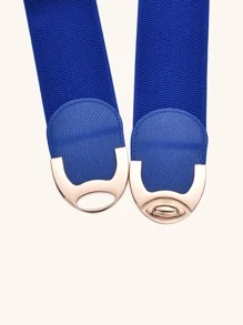 1 件女士糖果色纯色对称扣弹力时尚腰带连衣裙腰带适合牛仔裤夏季、学校秋季、秋季、万圣节 - 寶藍色 - 查看 6