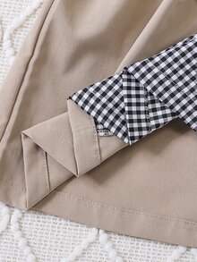 Baby Ribbed Knit Tank Top & Gingham Print Belted Skirt - Multicolor - View 5