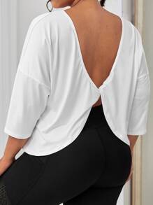 SHEIN Daily&Casual Camiseta deportiva girante de espalda abierta de hombros caídos