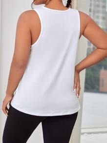 SHEIN Daily&Casual Plus Letter Graphic Sports Tank Top - White - View 2