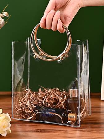 Waterproof Clear Square Bag Top Ring Minimalist ,Fashionable Transparent, Clear Waterproof Bag For Women, Perfect For Summer, Vacation & Beach, Waterproof, Sandproof Transparent Bag, Beach Sports Picnic Snacks Clear Purse For Women