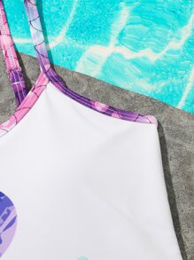Conjunto de bikini con estampado de escamas de pez para niña preadolescente, para playa de verano - Multicolor - Ver 4