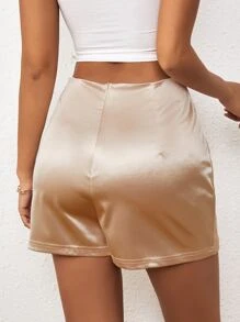 Allurite Ruched Satin Skort - Champagne - View 2