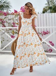 SHEIN VCAY 印花荷葉邊洋裝 - 彩色 - 查看 5