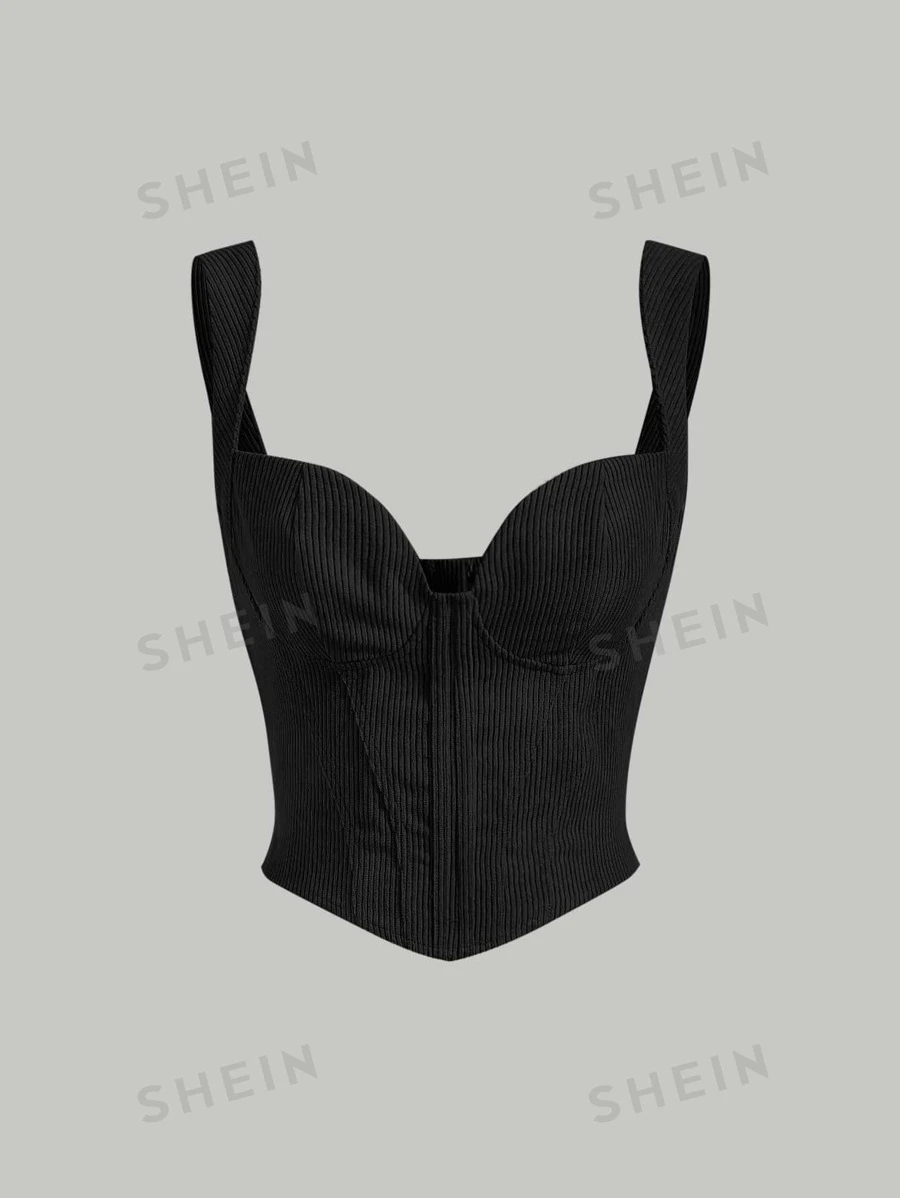 SHEIN MOD Top bustier ancho con tira - Negro - Ver 1