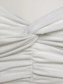 SHEIN VCAY Ruched Tube Top & Cut Out Bodycon Skirt - White - View 7