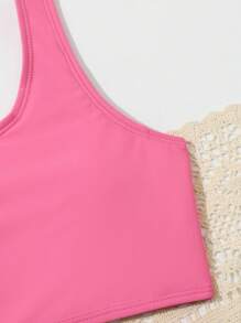 Tween Girl Striped & Flamingo Print Bikini Set Summer Beach - Multicolor - View 3