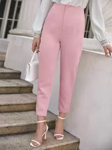 SHEIN Frenchy 素色蘿蔔褲 - 淺粉色 - 查看 1
