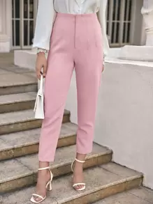 SHEIN Frenchy 素色蘿蔔褲 - 淺粉色 - 查看 4