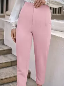 SHEIN Frenchy 素色蘿蔔褲 - 淺粉色 - 查看 5