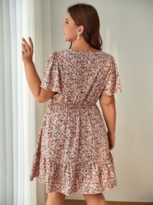 SHEIN Frenchy Đầm Plus Size Viên lá sen Họa tiết hoa Boho - Nhiều màu - Xem 5