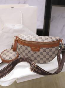 女士們簡約風素色運動休閒街騎術大容量多功能胸包