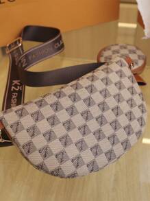 女士們簡約風素色運動休閒街騎術大容量多功能胸包