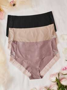 3 piezas Bragas con encaje en contraste - Multicolor - Ver 1