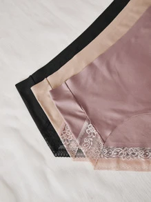 3 piezas Bragas con encaje en contraste - Multicolor - Ver 4