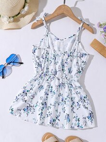 Girls Ditsy Floral Print Cami Top - Purple - View 2