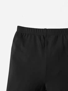 SHEIN 嬰兒汽車和標語圖案T恤和短褲 - 黑與白 - 查看 4