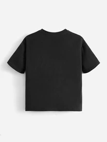 SHEIN Toddler Boys Bear & Slogan Graphic Tee - Black - View 2