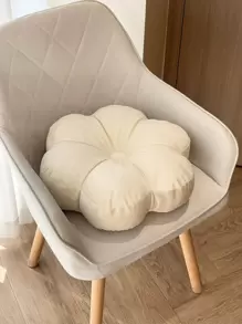 1pc Beige Decorative Pillow, Modern Polyester Flower Design Throw Pillow For Home - Beige - View 2