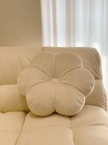 1pc Beige Decorative Pillow, Modern Polyester Flower Design Throw Pillow For Home - Beige - View 3