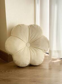 1pc Beige Decorative Pillow, Modern Polyester Flower Design Throw Pillow For Home - Beige - View 4