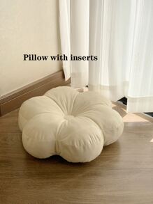 1pc Beige Decorative Pillow, Modern Polyester Flower Design Throw Pillow For Home - Beige - View 5