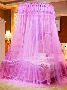 1pc Polyester Mosquito Net, Modern Bed Canopy For Bedroom - Pink - View 2