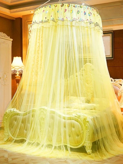 Högdensitets runt takmonterat myggnät, enfärgat, enkel installation, praktisk förvaring, lämplig för sovrum, utomhusresor, studentboende