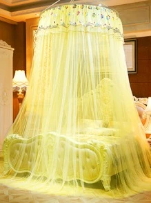 High Density Round Ceiling Mounted Mosquito Net, Solid Color, Easy Installation, Convenient Storage, Suitable For Home Bedroom, Outdoor Travel, Student Dormitory - Pink - View 3