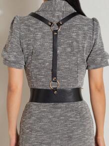 1 Phụ Nữ Vòng Tròn & Khóa Trang Trí Punk Dây Đai Trang Trí Quần Áo - màu đen - Xem 2