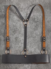 1 Phụ Nữ Vòng Tròn & Khóa Trang Trí Punk Dây Đai Trang Trí Quần Áo - màu đen - Xem 4