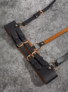 1 Phụ Nữ Vòng Tròn & Khóa Trang Trí Punk Dây Đai Trang Trí Quần Áo - màu đen - Xem 5