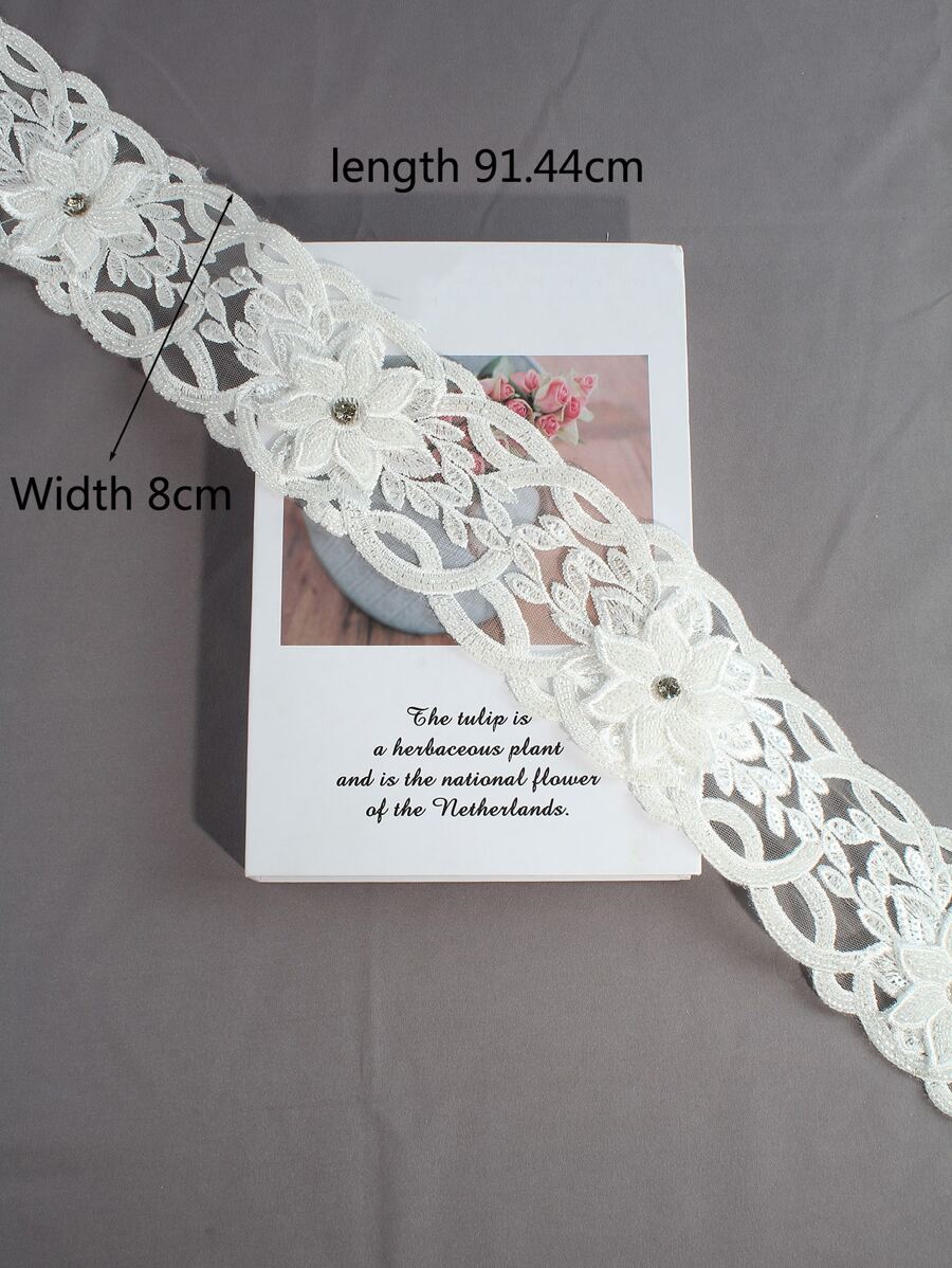 1入組花卉設計DIY織帶現代聚酰胺DIY家用織帶花邊 - 白色 - 查看 1