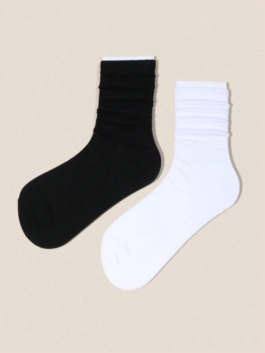 2 đôi tất trơn đơn giản cho nữ, dành cho cuộc sống hàng ngày - Nhiều màu - Xem 1